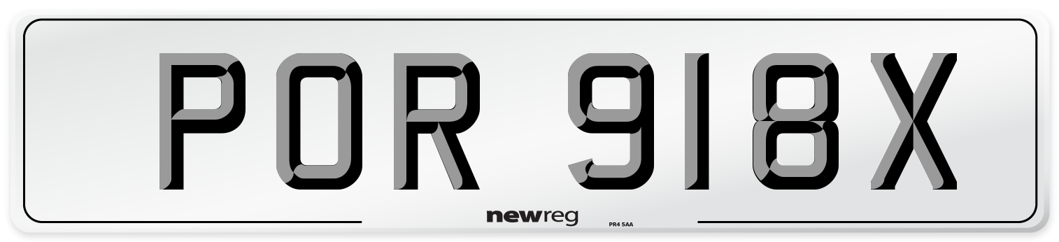 POR 918X Number Plate from New Reg